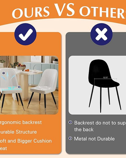 Alunaune Modern Dining Chairs Set of 2 Upholstered Kitchen Chairs, Mid Century Armless Leisure Accent Chair Living Room Faux Leather Desk Side Chair-White - LeafyLoom