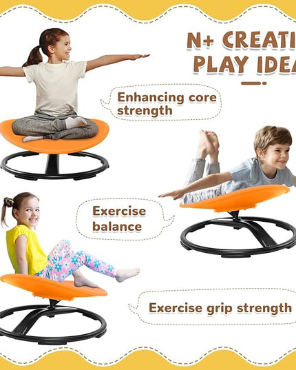 Zhenx Spinning Chair for Kids, Autism Kids Swivel Chair, Kids Sensory Chair, Spinning Chair for Autistic Kids & ADHD Children, Sit and Spin Training Body Coordination(Orange) - LeafyLoom