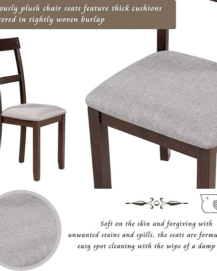 NicBex Small Dining Table Set for 4 Breakfast Nook Table Set 5 Piece Dining Table Set Industrial Wooden Kitchen Table and 4 Chairs for Dining Room, Living Room, Espresso - LeafyLoom