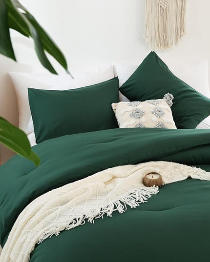 ROSGONIA Comforter Full Size for Girls Boys Teen,3pcs(1 Dark Emerald Green Comforter & 2 Pillowcases),Soft Kids Comforter Sets All Season Dorm Bedding - LeafyLoom