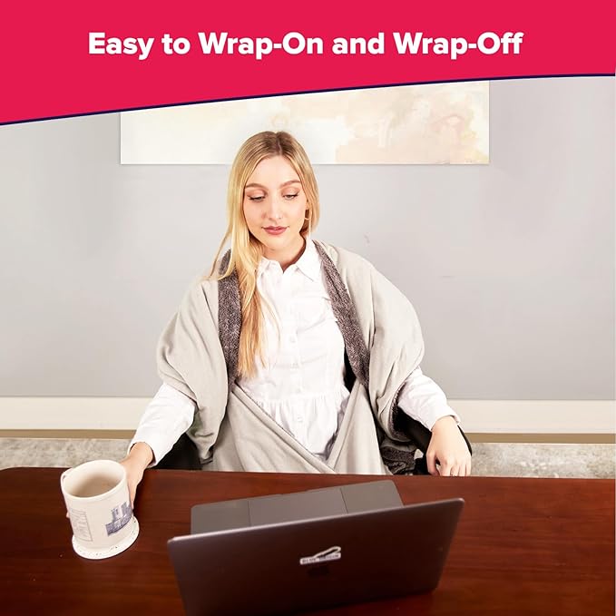 The Original Office Chair Blanket by SnuggleBack; Cozy Comfy Office Desk Chair Wrap Attaches for Convenient Heat and Hands-Free. Stay Warm In The Winter or Summer. Sherpa Fur Lining - LeafyLoom