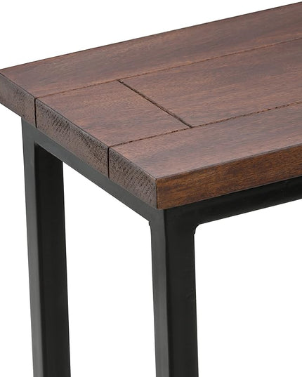 SIMPLIHOME Skyler SOLID MANGO WOOD and Metal 18 Inch Wide Rectangle C Side Table in Dark Cognac Brown, Fully Assembled, For the Living Room and Bedroom - LeafyLoom