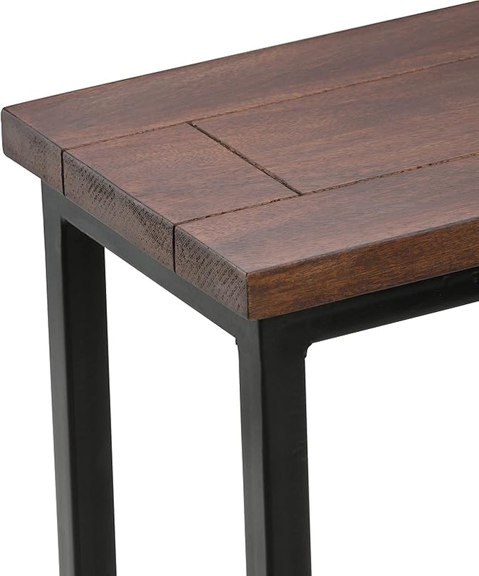 SIMPLIHOME Skyler SOLID MANGO WOOD and Metal 18 Inch Wide Rectangle C Side Table in Dark Cognac Brown, Fully Assembled, For the Living Room and Bedroom - LeafyLoom