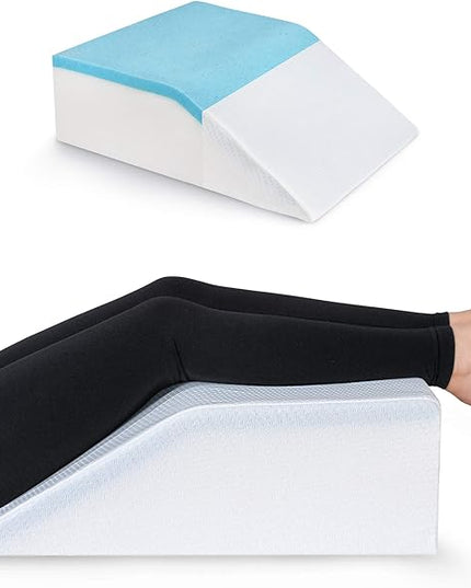Ebung Leg Elevation Pillow with Memory Foam & Cooling Gel - Elevated Leg Pillows for Sleeping, Blood Circulation, Leg Swelling Relief, and Sciatica Pain Relief - Pillow for Back Pain and Pregnancy - LeafyLoom