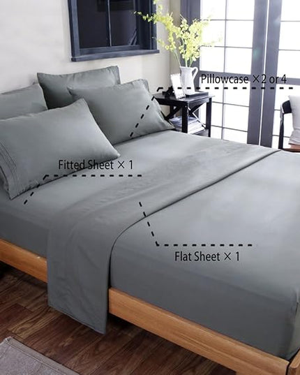 SONORO KATE Bed Sheet Set Super Soft Microfiber 1800 Thread Count Luxury Egyptian Sheets 18-Inch Deep Pocket，Wrinkle and Hypoallergenic-6 Piece (Dark Grey, Twin XL-6 Piece) - LeafyLoom