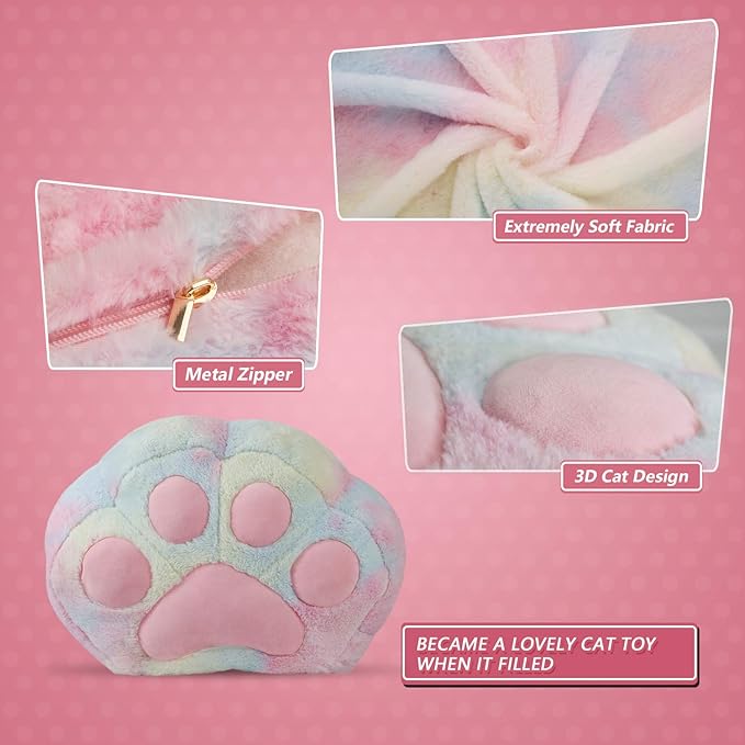 Stuffed Animal Storage Bean Bag Chair Cover for Kids Tie Dye Cat's Paw Bean Bag Cushion for Girls Medium Size Toy Organizer Cover Only Without Filling - LeafyLoom