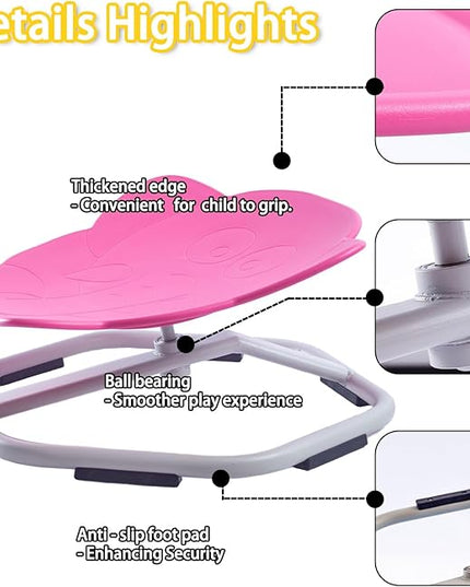 Autism Kids Swivel Chair, Spinning Chair for Kids Sensory, Kids Swivel Chair Sensory, Sensory Toy Chair, Carousel Spin Sensory Chair, Training Body Coordination (Rose) - LeafyLoom