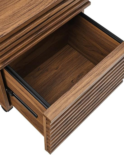 Modway Render Mid-Century Modern Office, File Cabinet, Walnut - LeafyLoom