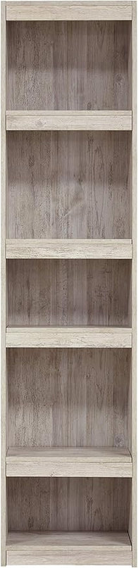 Signature Design by Ashley Willowton Coastal Entertainment Center Pier Bookcase with 3 Adjustable Shelves, Whitewash - LeafyLoom