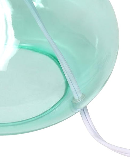 Simple Designs LT2063-AOW Small Glass Raindrop Bedside Table Lamp with White Fabric Shade, Aqua - LeafyLoom