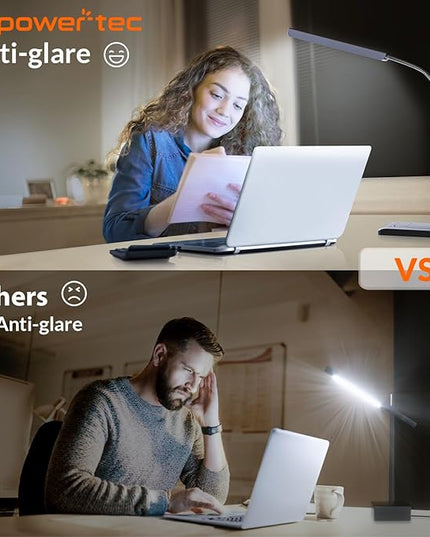 LED Desk Lamp, 12W Reading Desk Lamp for Office Home with 60 Lighting Modes, Touch Control & Timer Function, 750LM Bright Eye-Caring Gooseneck Desk Light Table Lamp for Study, Work, Silver - LeafyLoom