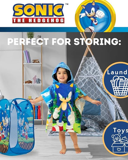 Franco Kids Room Non Slip Area Rug, 69 in x 52 in, Sonic The Hedgehog, Anime & Sonic Anime Kids Room Collapsible Storage Bin Pop Up Hamper, One Size, (100% Officially Licensed Product) - LeafyLoom