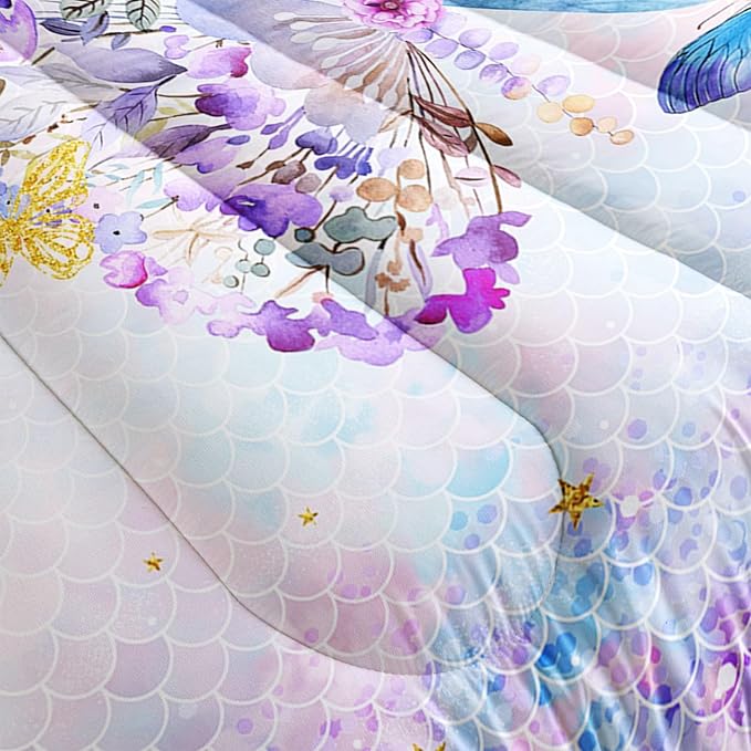 Datura home Butterfly Comforter Set Scales Butterfly Printed Quilt Bedding Set with 1 Comforter and 2 Pillowcases for Boys and Girls Bedroom All Season(Butterfly Scales Twin) - LeafyLoom