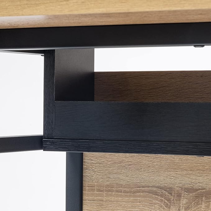 IRIS OWDN-1252 Computer Desk with Organizer and Cable Tray, 45" - Rustic, Wood - LeafyLoom