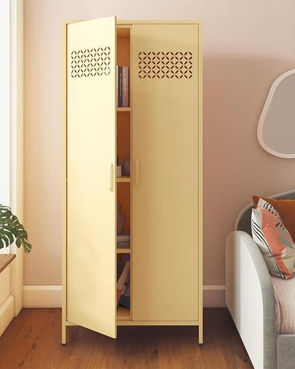 Mr. Kate Annie Tall Metal 2 Door Cabinet, Sunny Yellow - LeafyLoom