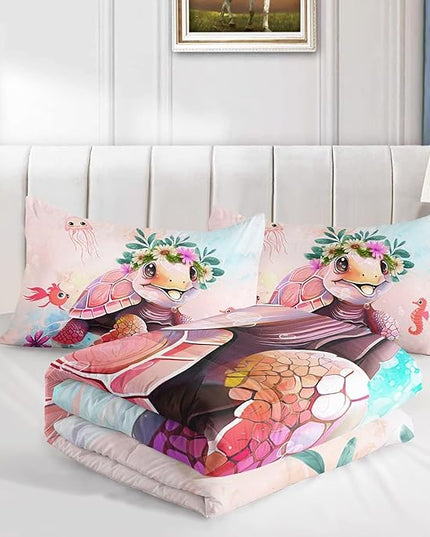 CVHOUSE Sea Turtle Comforter Sets King for Ocean Lovers,Turtle Beach Bedding Sets California King Set,Turtle Bedspread,Turtle Duvet,Turtle Bed Set,Turtle Quilt Set 3 Pcs 1 Comforter and 2 Pillowcases - LeafyLoom
