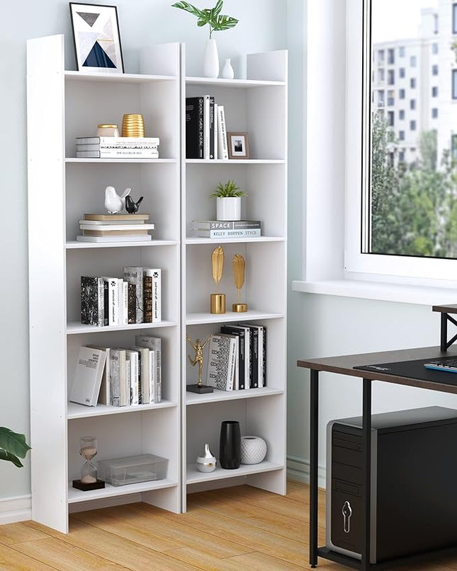 6-Tier Bookshelf, 66.9 Inches Floor Standing Bookcase, Display Storage Shelf, Corner Shelf, Home Decor Furniture for Home Office, Living Room, Bedroom, White 01103XBC - LeafyLoom