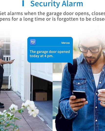 meross Smart Garage Door Opener Remote, Compatible with Apple HomeKit, Amazon Alexa, Google Assistant, SmartThings, Multiple Notification Modes, No Hub Needed,White meross
