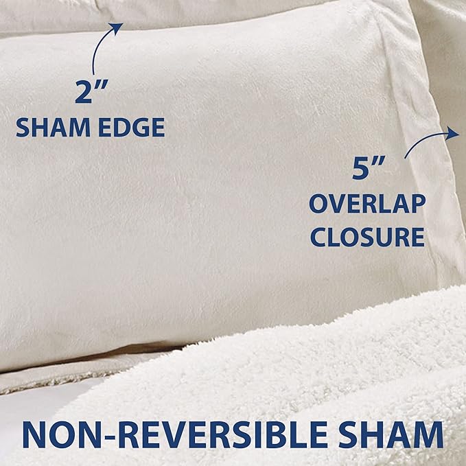 Cathay Home King Comforter Set: Ultra Soft and Plush Reversible Micromink and Sherpa 3-Piece Bedding Set, Ivory, King (102" x 90") - LeafyLoom