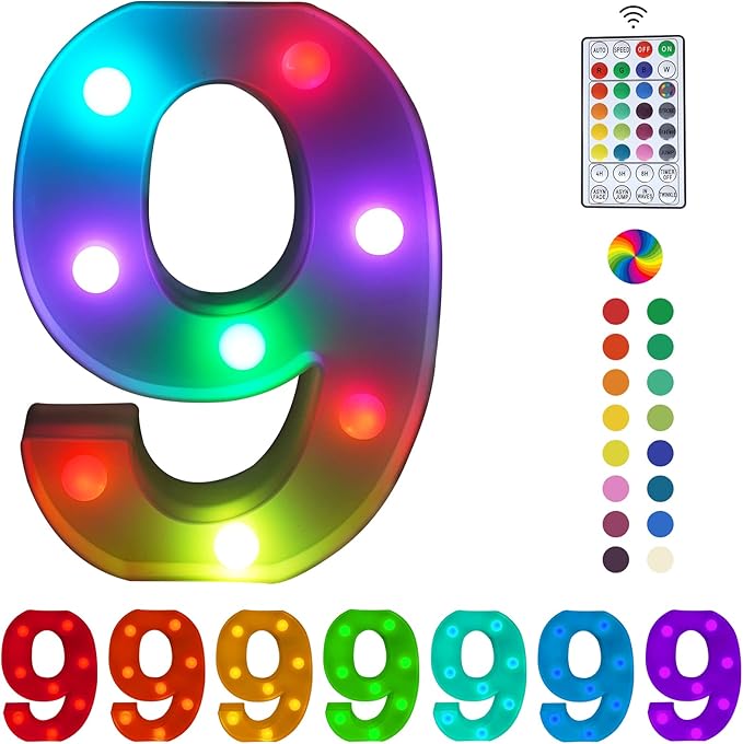 Letter LED Lights, 16 Colors Changing LED Marquee Letter Lights, Dimmable Night Lights for Wedding, Birthday, Holiday, Party, Bar, Christmas Decoration,Dorm Room Decor-Multicolor 9 - LeafyLoom