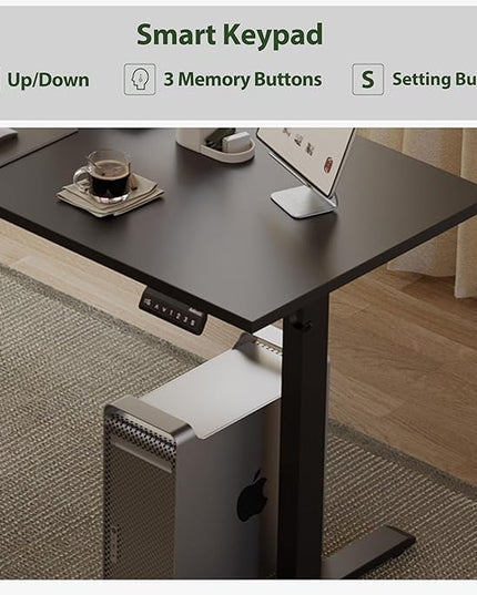 L Shaped Standing Desk Adjustable Height, Electric Corner Standing Desk, 63 x 55 inch Sit Stand Computer Table with Splice Board, Gaming Table, Black - LeafyLoom