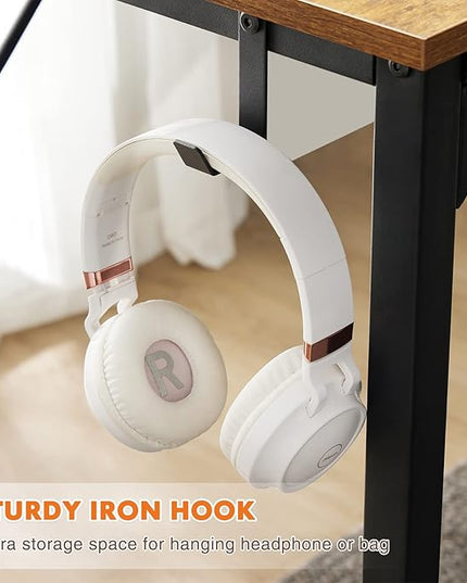 Small Computer Desk 31 Inch Small Office Desk Writing Desks Home Office Desks Small Space Desk Study Table Modern Simple Style Work Table with Storage Bag Headphone Hook Metal Frame for Home, Bedroom - LeafyLoom