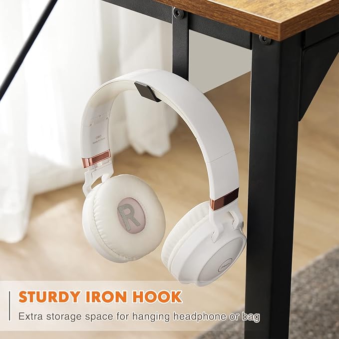 Small Computer Desk 31 Inch Small Office Desk Writing Desks Home Office Desks Small Space Desk Study Table Modern Simple Style Work Table with Storage Bag Headphone Hook Metal Frame for Home, Bedroom - LeafyLoom