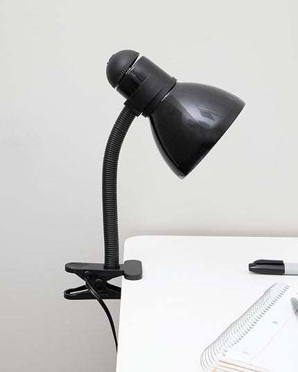 V- Light Black Adjustable Desk Lamp with Heavy Duty Clamp Clip, Flexible Gooseneck Lamp, Bed Light, Reading Lamp, or Study Light, 14 inches - LeafyLoom