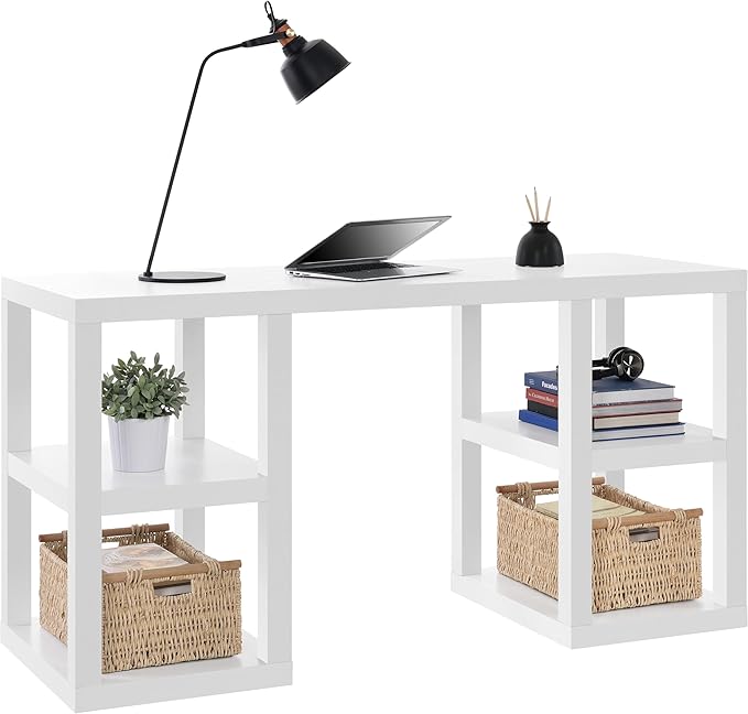 Ameriwood Home Parsons Deluxe Desk, White - LeafyLoom