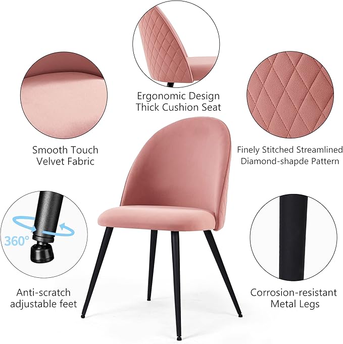 NicBex Haerin-SD-00330-LWJ Dining Chairs, 21.3"x20.5"x33.1", Pink - LeafyLoom