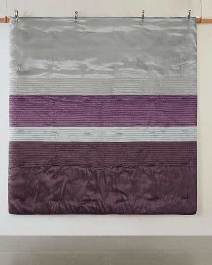 Madison Park Amherst Faux Silk Comforter Set-Casual Contemporary Design All Season Down Alternative Bedding, Matching Shams, Bedskirt, Decorative Pillows, Queen (90 in x 90 in), Purple, 7 Piece - LeafyLoom