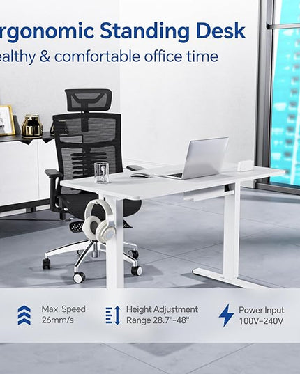 Motorized Standing Desks, Electric Stand Up Desk with Ultra Stable Construction and Cable Management,adjustable Height Desk with Memory Preset Design for Home Office Use 48x24 in White - LeafyLoom