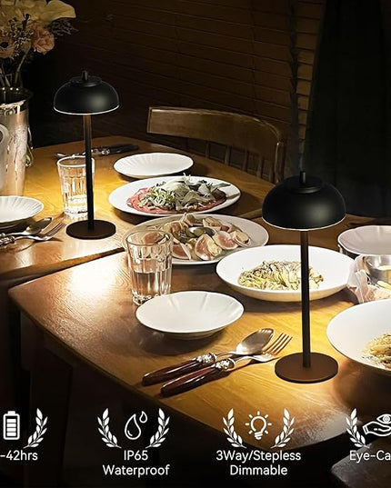 1 Pack Cordless Table Lamp Rechargeable,Small Battery Operated Lamp,Portable Wireless Led Table Lamp for Outdoor Patio Home Restaurant Dinner Bar Living Room Bedroom Bedside,Black - LeafyLoom