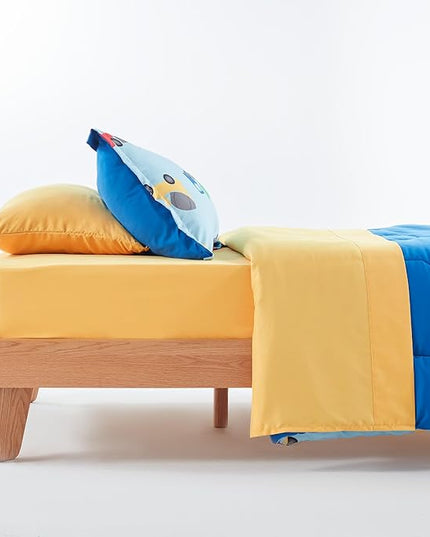SLEEP ZONE Kids Twin Bedding Comforter Set - Super Cute & Soft Kids Bedding 5 Pieces Set with Comforter, Sheet, Pillowcase & Sham (Construction Truck) - LeafyLoom