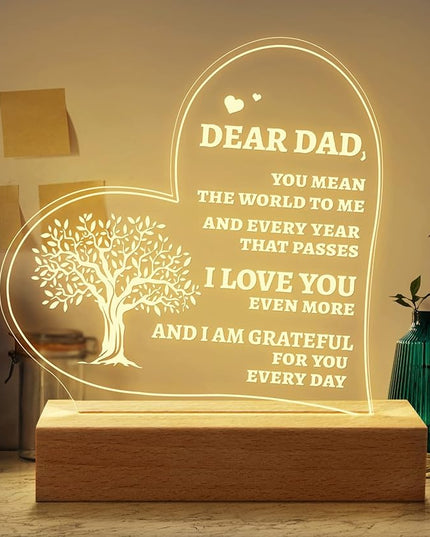 Welsky Birthday Gifts for Dad from Daughter Son, Personalized Dad Night Light Gifts for Birthday, Christmas, Dad Presents from Kids - LeafyLoom