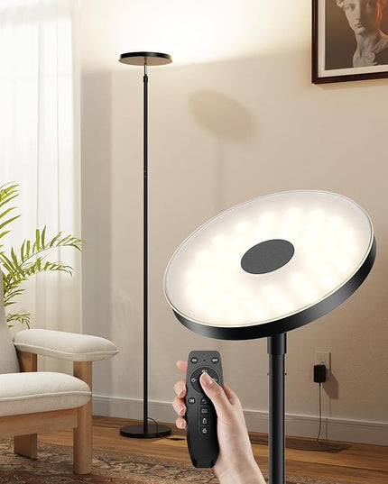 ULG Floor Lamp,32W/2500LM LED Modern Torchiere, RGB Super Bright-Tall Standing, 67-75” Adjustable Tall Lamp, Pole Light with Remote & Touch Control for Living Room,Bed Room,Office - LeafyLoom