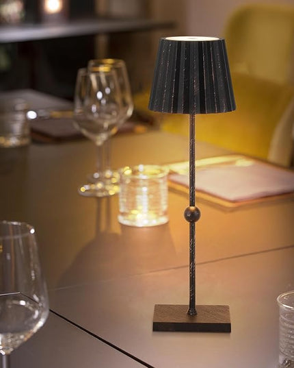 GGOYING Cordless Table Lamp,Battery Operated LED Lamp with 5200mAh,3 Color Mode,Stepless Dimming, Modern Portable Lamp for RestaurantOutdoor(Black Brush Gold) - LeafyLoom