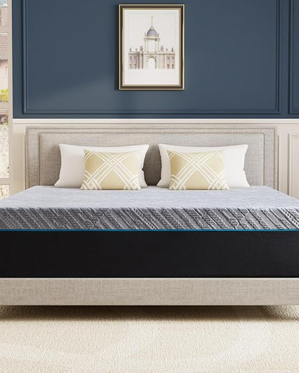 King Size Mattress,14-Inch King Foam Mattress in Box,Edges Support for Sleep Supportive,76" X 80" X 14",Grey - LeafyLoom