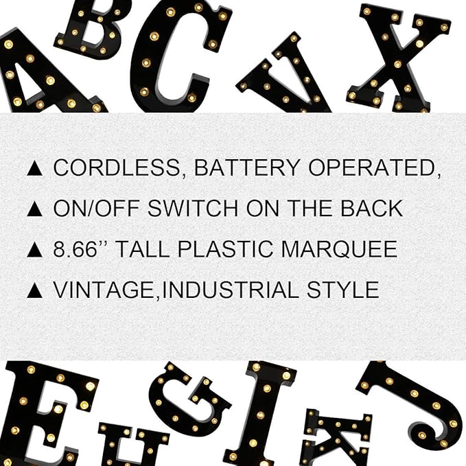 Light Up Black Alphabet Marquee Letters Sign LED Marquee Number Lights Sign for Night Light Home Bar Christmas Lamp Birthday Party Wedding Decoration X - LeafyLoom