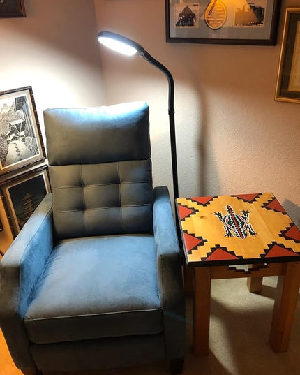 Brightech Litespan - Bright LED Floor Reading Lamp for Over Chair Crafts and Reading, Estheticians' Light for Lash Extensions, Adjustable Standing Lamp for Living Room, Bedroom, Office - Jet Black - LeafyLoom