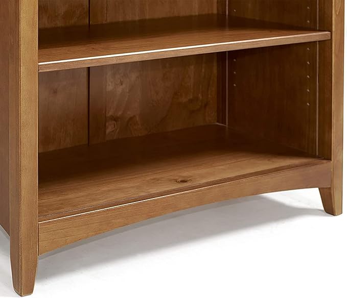 Shaker Style 4 Shelf Bookcase / Solid Wood / 48" High / Adjustable Shelving / Closed Back / Display Bookshelf for Living Room, Bedroom, Home and Office, Cherry - LeafyLoom