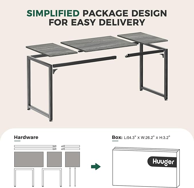 Computer Desk, 70 Inch Office Desk, Gaming Desk with Storage, Writing Desk Work Desk for Home Office, Study, Long Simple Desk, Large Legroom, Metal Frame, Grey - LeafyLoom