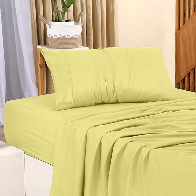 Utopia Bedding Twin Bed Sheets Set - 3 Piece Bedding - Brushed Microfiber - Shrinkage and Fade Resistant - Easy Care (Twin, Yellow) - LeafyLoom