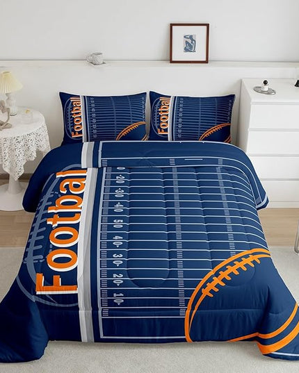 Feelyou Football Bedding Set Full Size Rugby Sports Comforter Set for Kids Boys Girls Decor Soccer Ball Game Comforter Microfiber American Football Duvet Set Bedroom Quilt Set - LeafyLoom