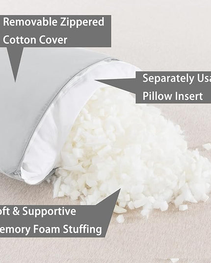 WhatsBedding Memory Foam Body Pillow with Breathable Zippered Cotton Cover, Full Body Pillow for Adults, Long Pillow for Sleeping, Firm Body Pillow Breathable Fluffy Supportive, 20x54in, Light Gray - LeafyLoom