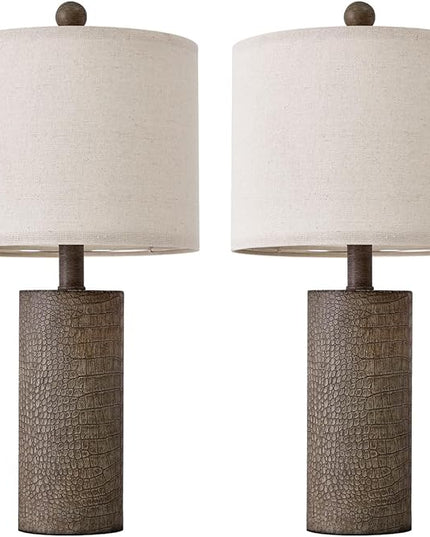 20.5" Farmhouse Lamp Single Resin Table Lamps for Living Room Bedroom Entryway Table Office Dorm Boho Nightstand Small Table Lamp Industrial End Side Table Lamps Gray - LeafyLoom