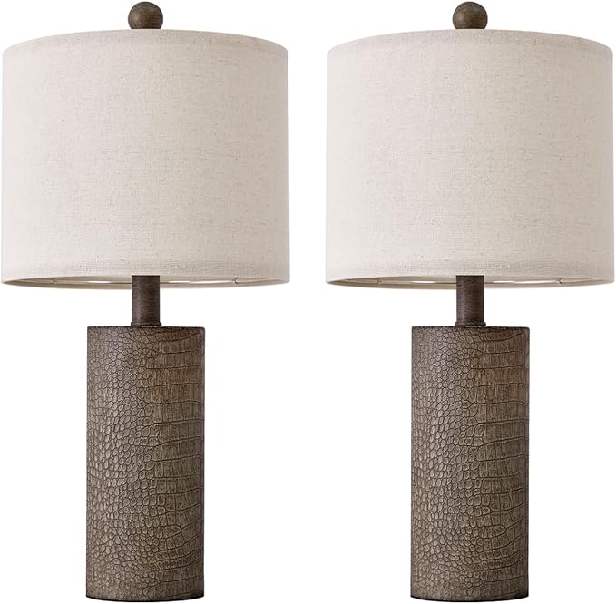 20.5" Farmhouse Lamp Single Resin Table Lamps for Living Room Bedroom Entryway Table Office Dorm Boho Nightstand Small Table Lamp Industrial End Side Table Lamps Gray - LeafyLoom