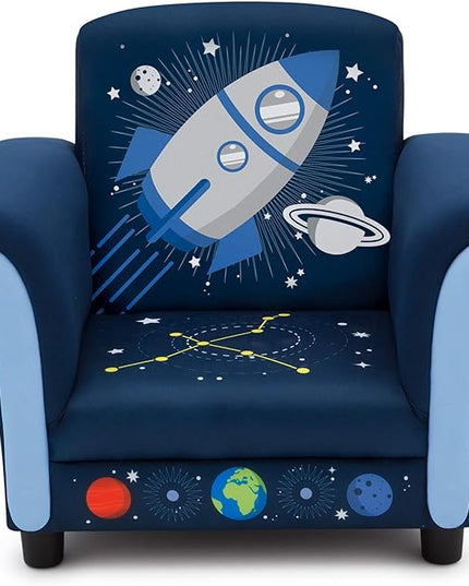Delta Children Space Adventures Kids Upholstered Chair, Blue - LeafyLoom