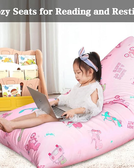 Jorbest Stuffed Animal Storage, Dinosaur Bean Bag Chair, Stuffed Animal Storage Bean Bag Chair for Kids and Adults, Pink Dinosaur Bean Bag for Girls - Cover ONLY (Dinosaur 200L/52 Gal) - LeafyLoom