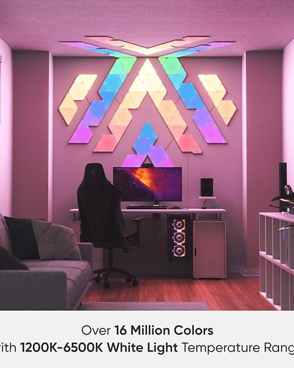 Nanoleaf Shapes WiFi and Thread Smart RGBW 16M+ Color LED Dimmable Gaming and Home Decor Wall Lights Smarter Kits (Triangles Smarter Kit (7 Pack) NANOLEAF
